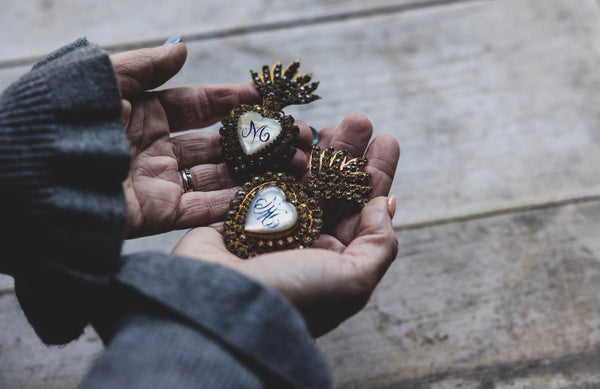 Antique Jewelled Sacred Hearts
