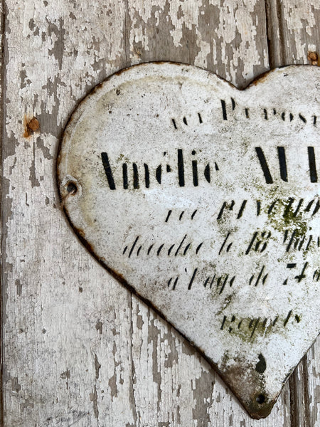 French Vintage Enamel Memorial Heart from 1947