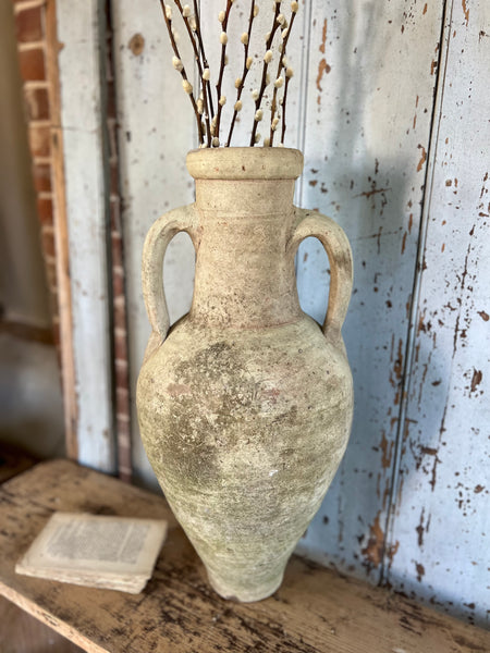French Vintage Tall Huge Natural Earthenware Vase