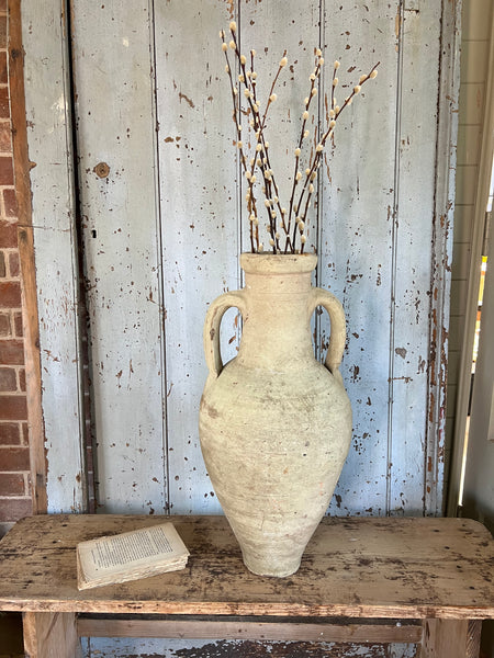 French Vintage Tall Huge Natural Earthenware Vase