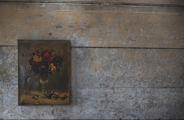 Antique Floral Oil on Canvas