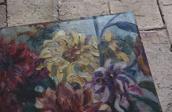 Beautiful French Floral Oil on Board