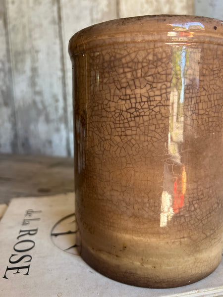 Large Buttery Crazed Creil Et Montereau Antique Confiture Pot
