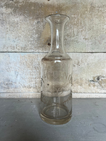 Etched French Glass Bottle