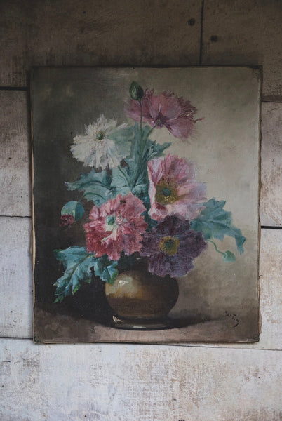 Large Floral Oil Painting on Canvas