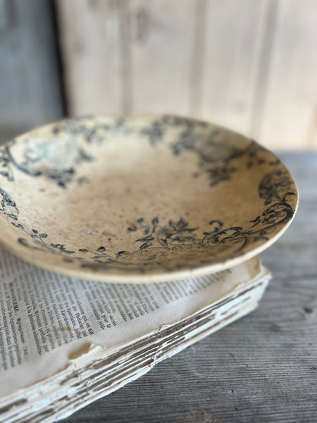 Beautiful French Floral Transferware raised dish