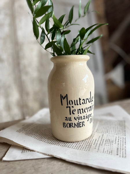 French Stoneware Moutarde de Te Meraire Mustard Jar