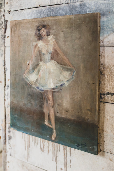 Vintage Ballerina Oil on Canvas