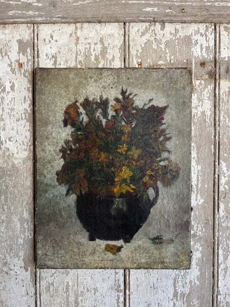 Beautiful Dark French Floral Oil on Canvas