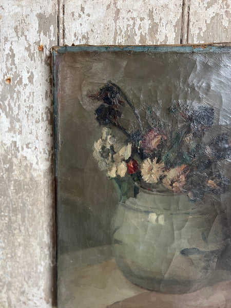 Beautiful Dark French Floral Oil on Canvas