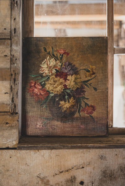 Beautiful French Floral Oil on Board