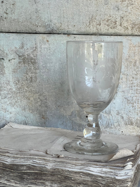 Vintage French Etched Floral Glass