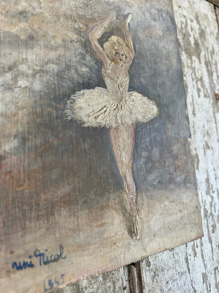 Vintage Ballerina Oil on Board