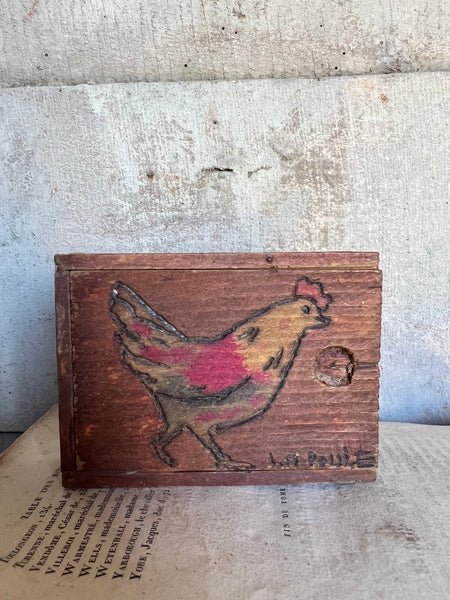 Sweet Chicken Folk Art Wooden Box
