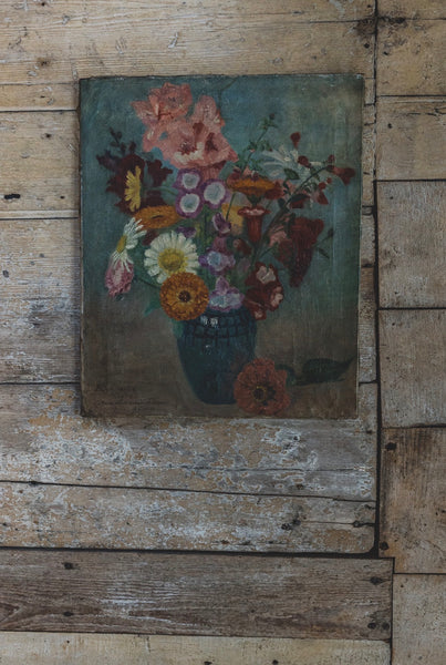 French Vintage Floral on Canvas 1930