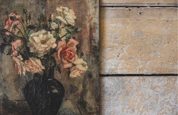 Vintage French Roses Oil Painting on Canvas