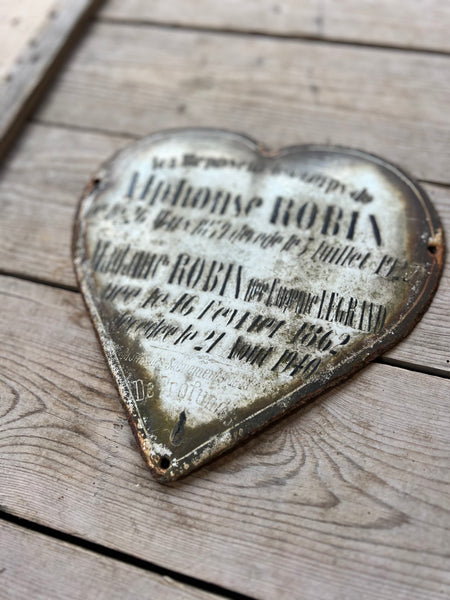 Large Vintage French Rustic Memorial Heart