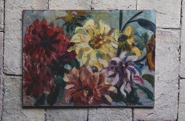 Beautiful French Floral Oil on Board
