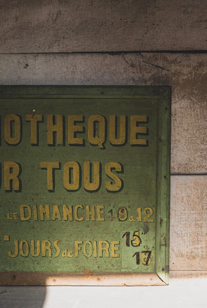 Vintage French Library Sign