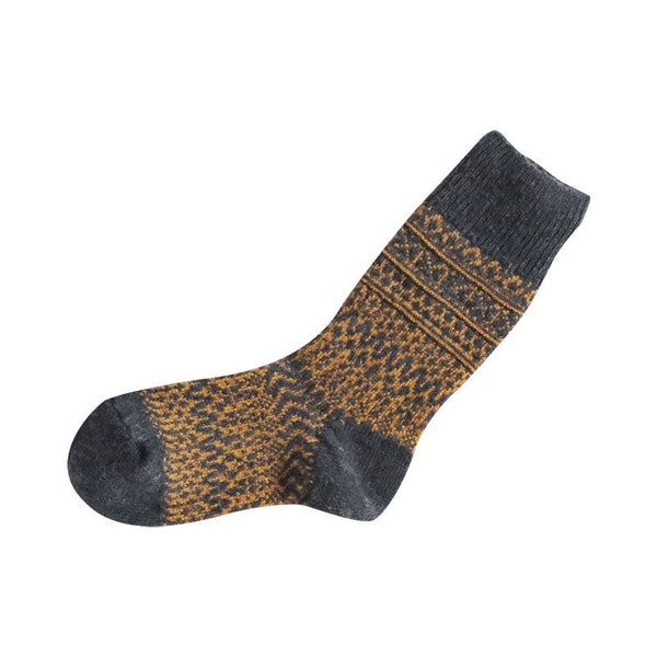 Nishiguchi Kutsushita Wool Jacquard Socks - Navy
