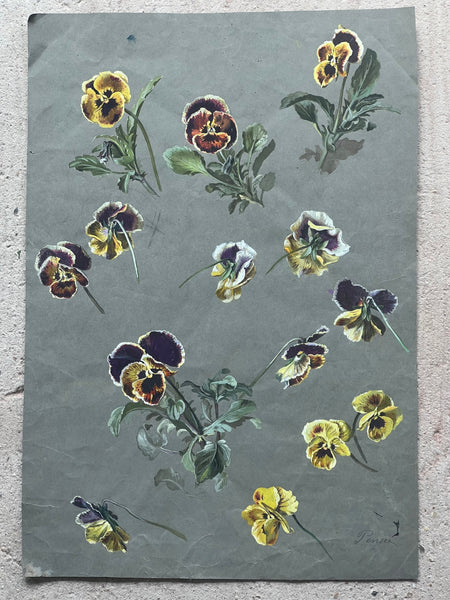 Gorgeous Pansy Vintage Painting