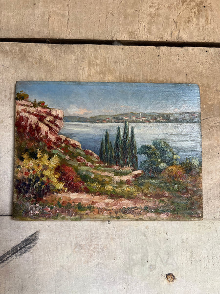 South of France Landscape Oil on Board