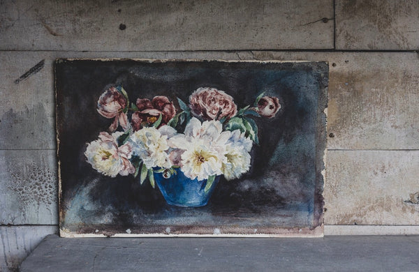 Large Beautiful Flower Watercolour Painting 1938