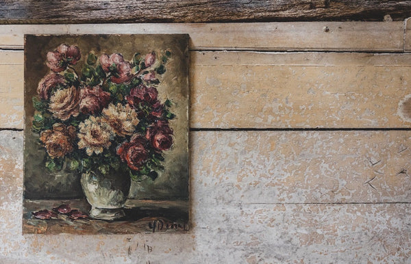 Large Floral Oil Painting on Canvas