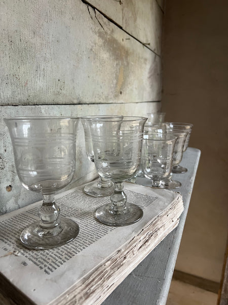 Vintage French Etched Glasses