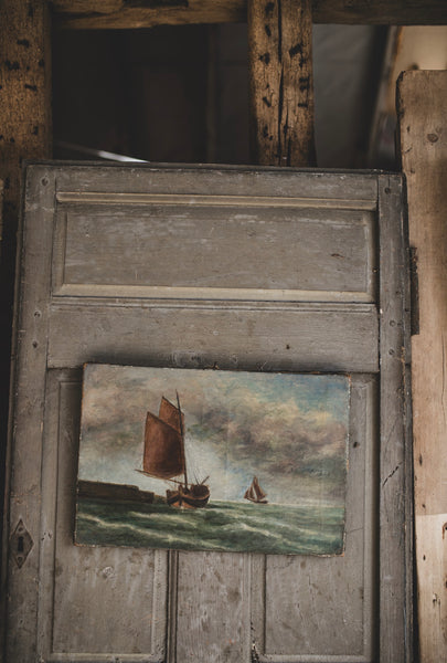 French Boat Painting on Canvas