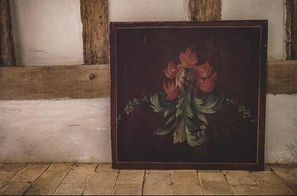 French Vintage Floral Painting on Board