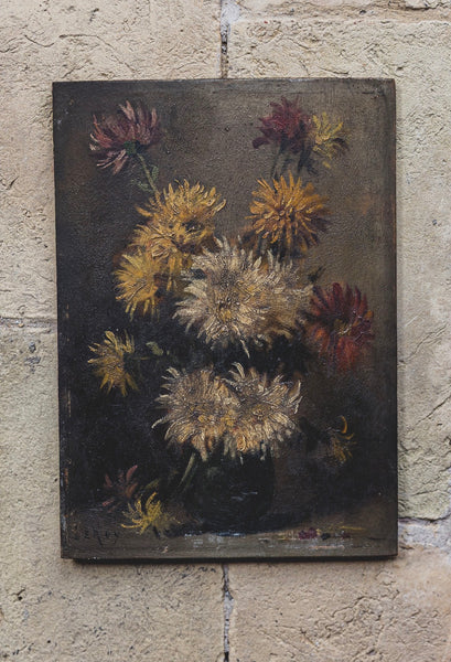Beautiful French Floral Oil on Board