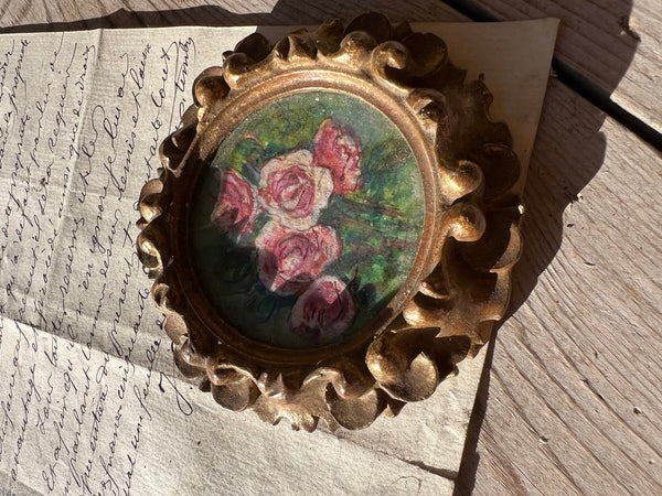 Small Framed French Floral Oil Painting
