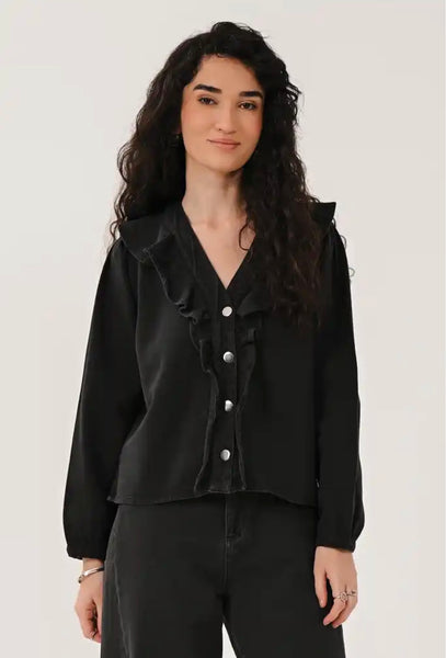 Saige by Nomads Frill Neck Denim Top