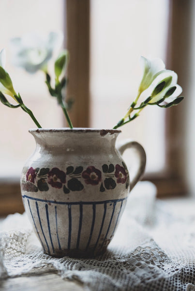 Painted Vintage French Handled Pot