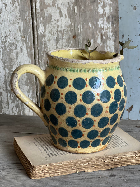 Vintage French Yellow & Blue Jug