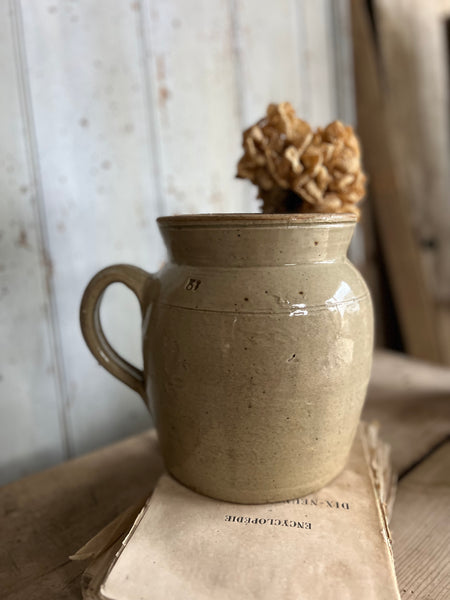 Large French Stoneware Handled Pot