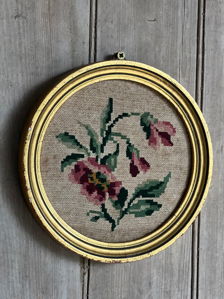 Vintage French Framed Embroidery