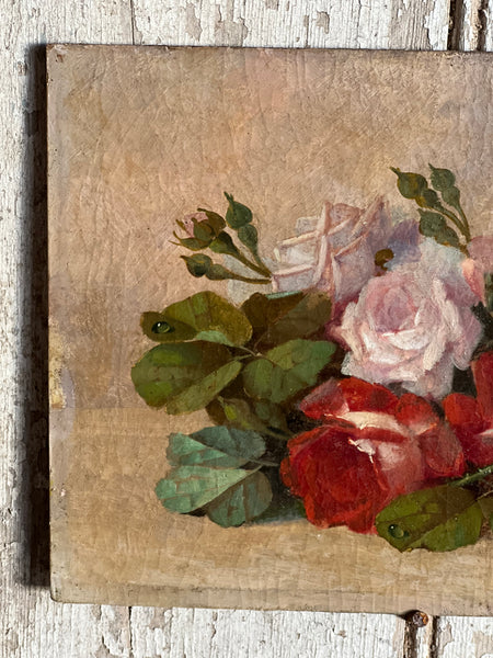 French Vintage Stunning Floral Oil on Board