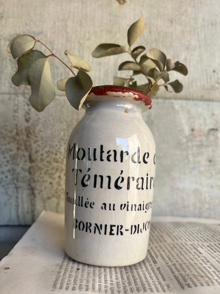 French Stoneware Moutarde de Te Meraire Mustard Jar