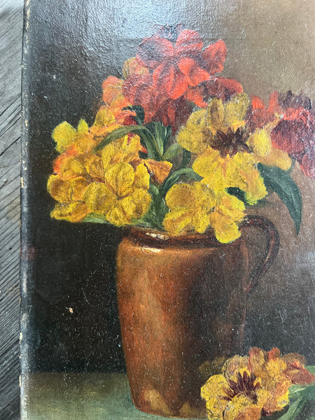 Beautiful Dark French Floral Oil on Canvas