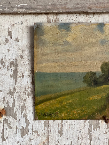 1894 French Landscape Oil on Board