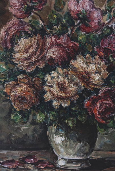 Large Floral Oil Painting on Canvas