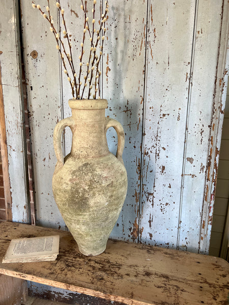 French Vintage Tall Huge Natural Earthenware Vase