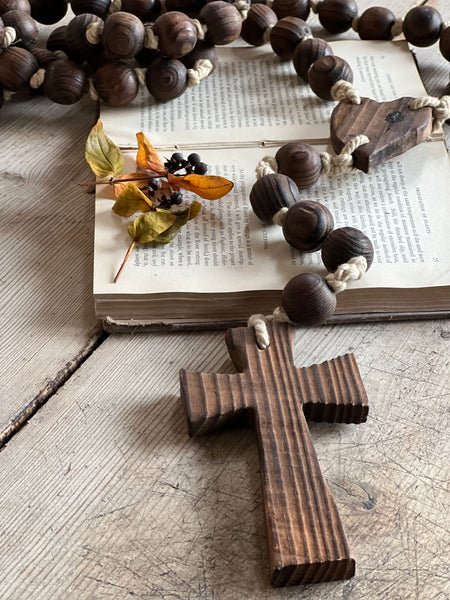 Huge French Vintage Dark Brown Rosary Beads