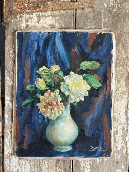 Dark Floral Oil on Canvas