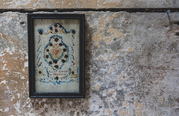 Framed Sacred Heart Religious Curio