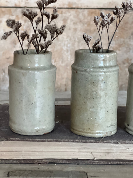 A trio of Vintage French Grey Stoneware Bottles