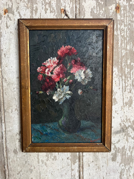 Beautiful Dark French Floral Oil on Canvas