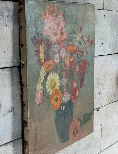 French Vintage Floral on Canvas 1930